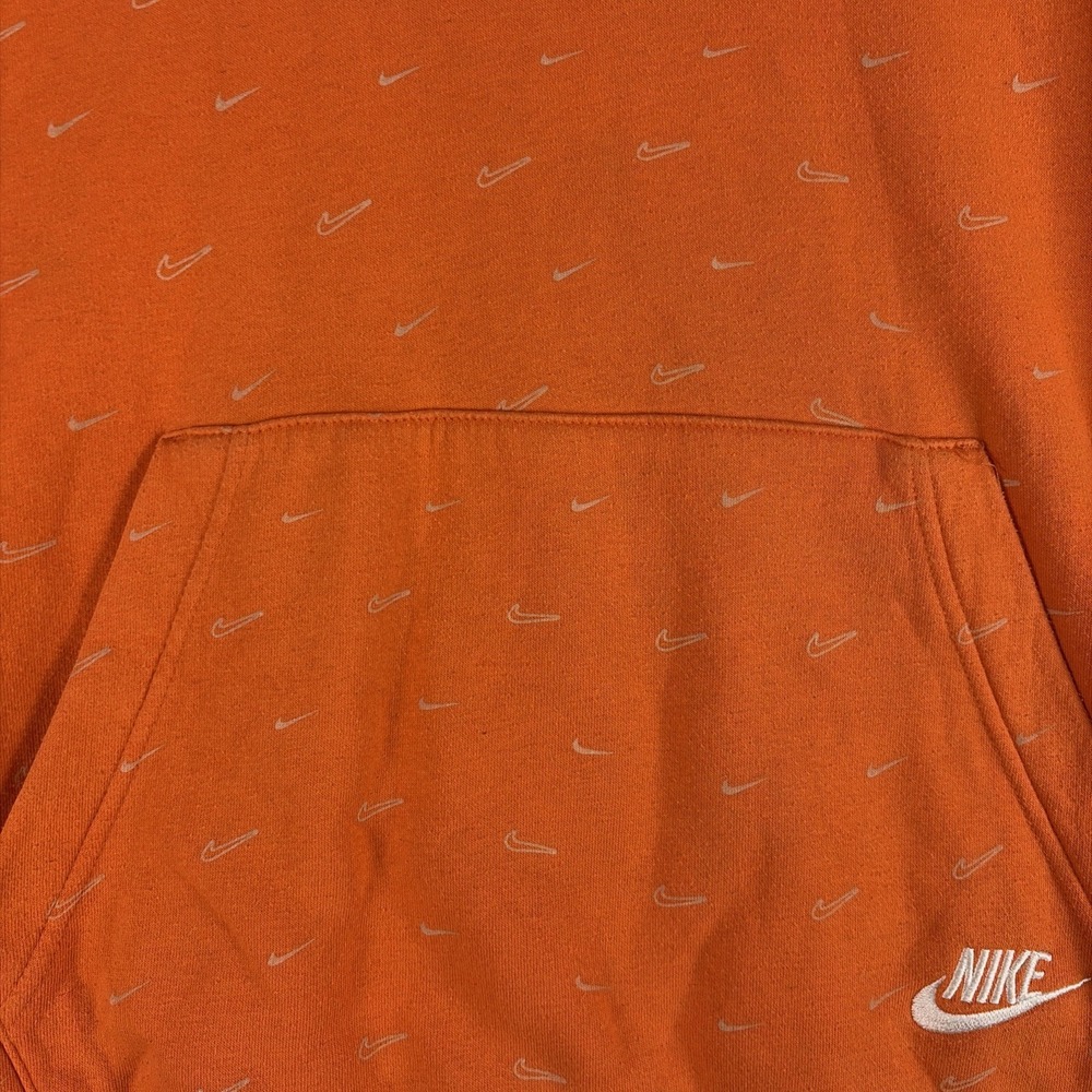 Nike Hoodie Sweatshirt Mens XL Orange Nike Swoosh All Over Print DC2767-837 - Picture 3 of 9